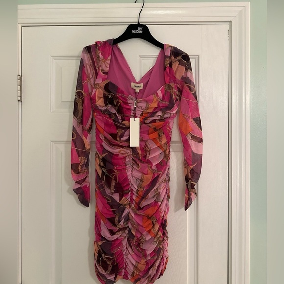 L'AGENCE Dresses & Skirts - L’AGENCE Lolisa Bodycon Mini Dress Pink Purple Abstract Pattern 0 4 NWT Clubwear